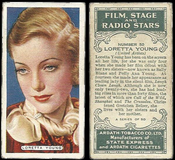 Loretta Young cigarette card