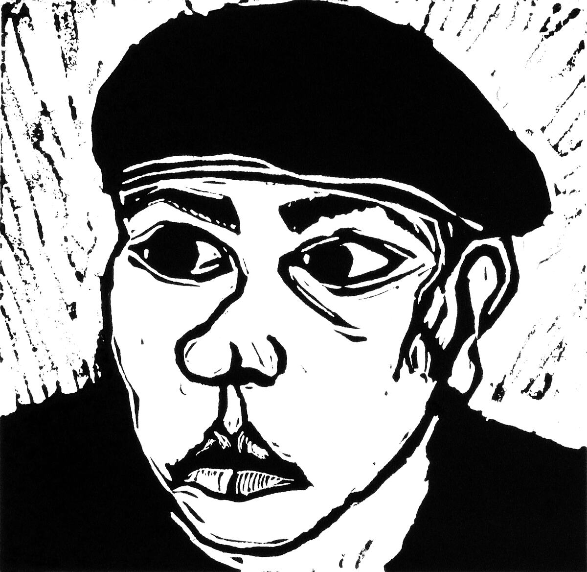 After the job | Linocut print - 1990