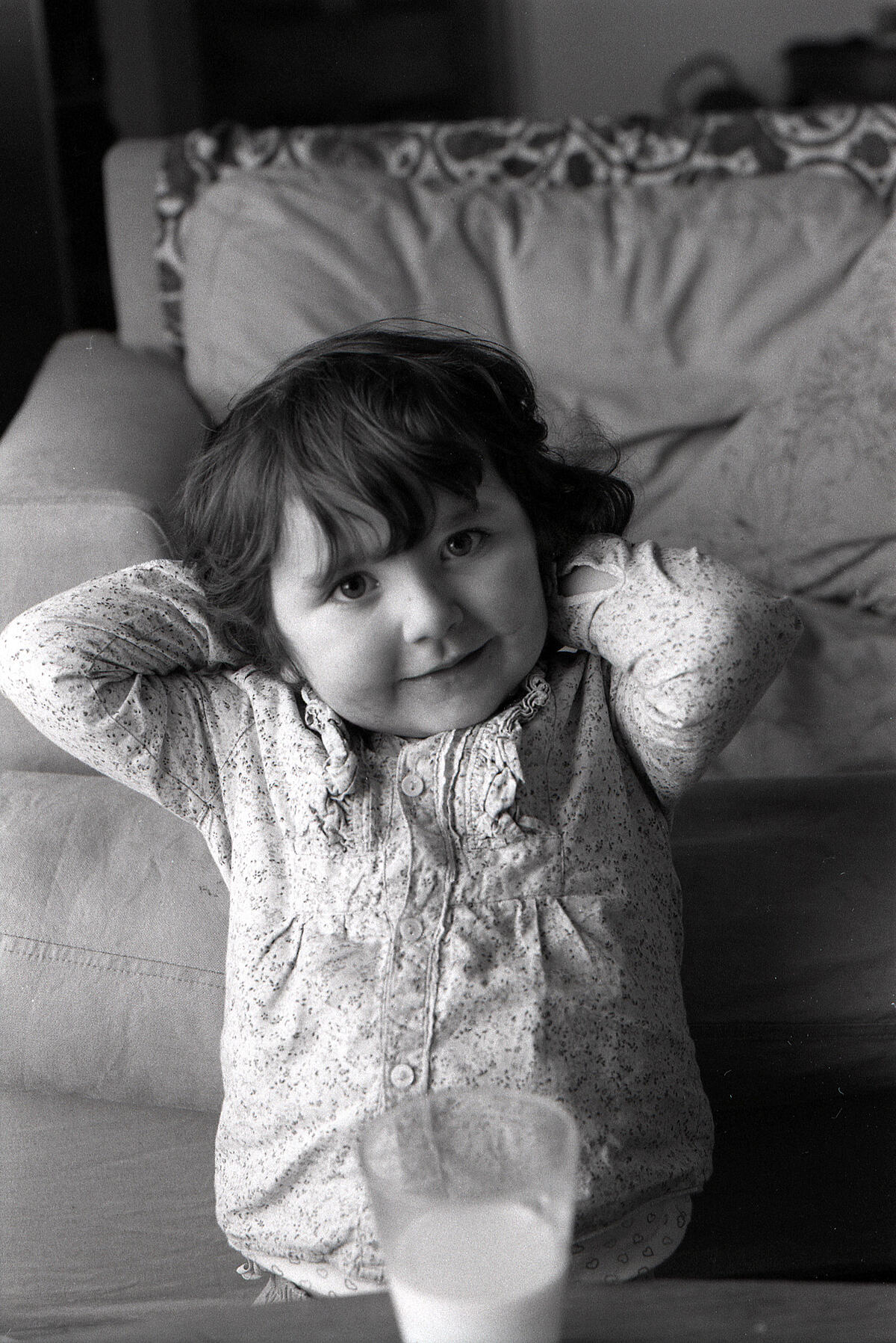Freya loves her milk | B&W photograph