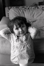 Freya loves her milk | B&W photograph