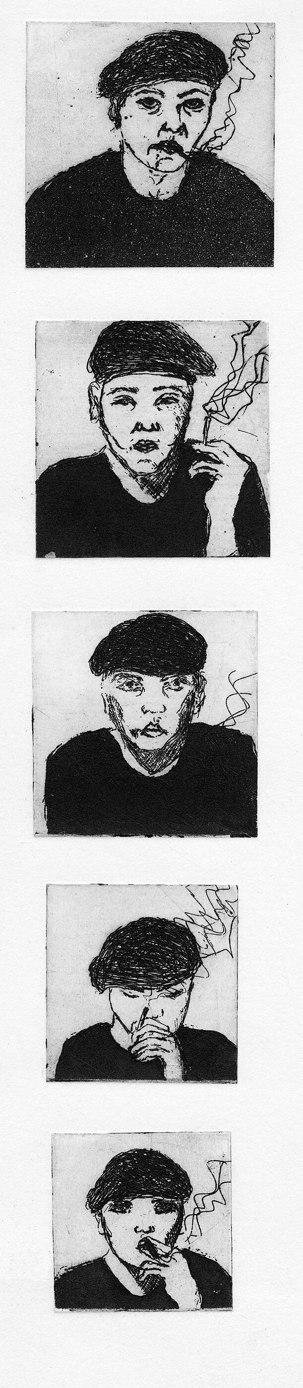 Thinking about the job sequence - Drypoint print - 1990
