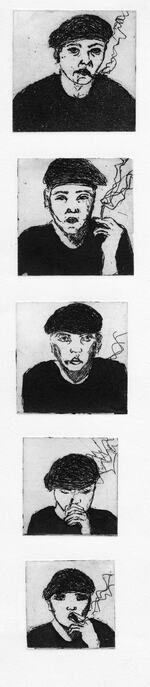 Thinking about the job sequence - Drypoint print - 1990